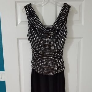 Black and Silver Sparkly Floor Length Dress